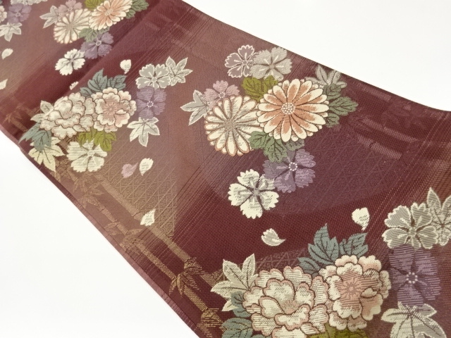 JAPANESE FUKURO OBI / WOVEN FLOWERS